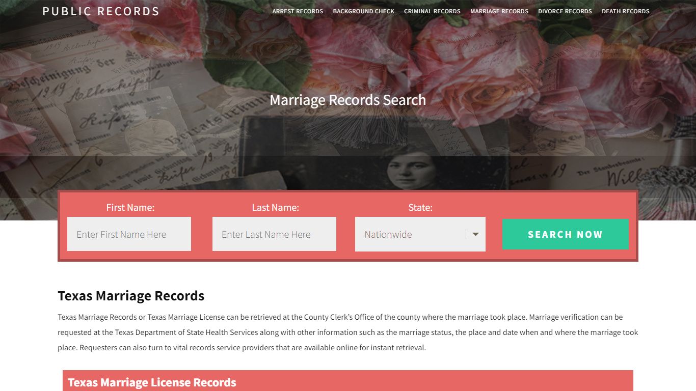 Texas Marriage Records | Enter Name and Search. 14Days Free